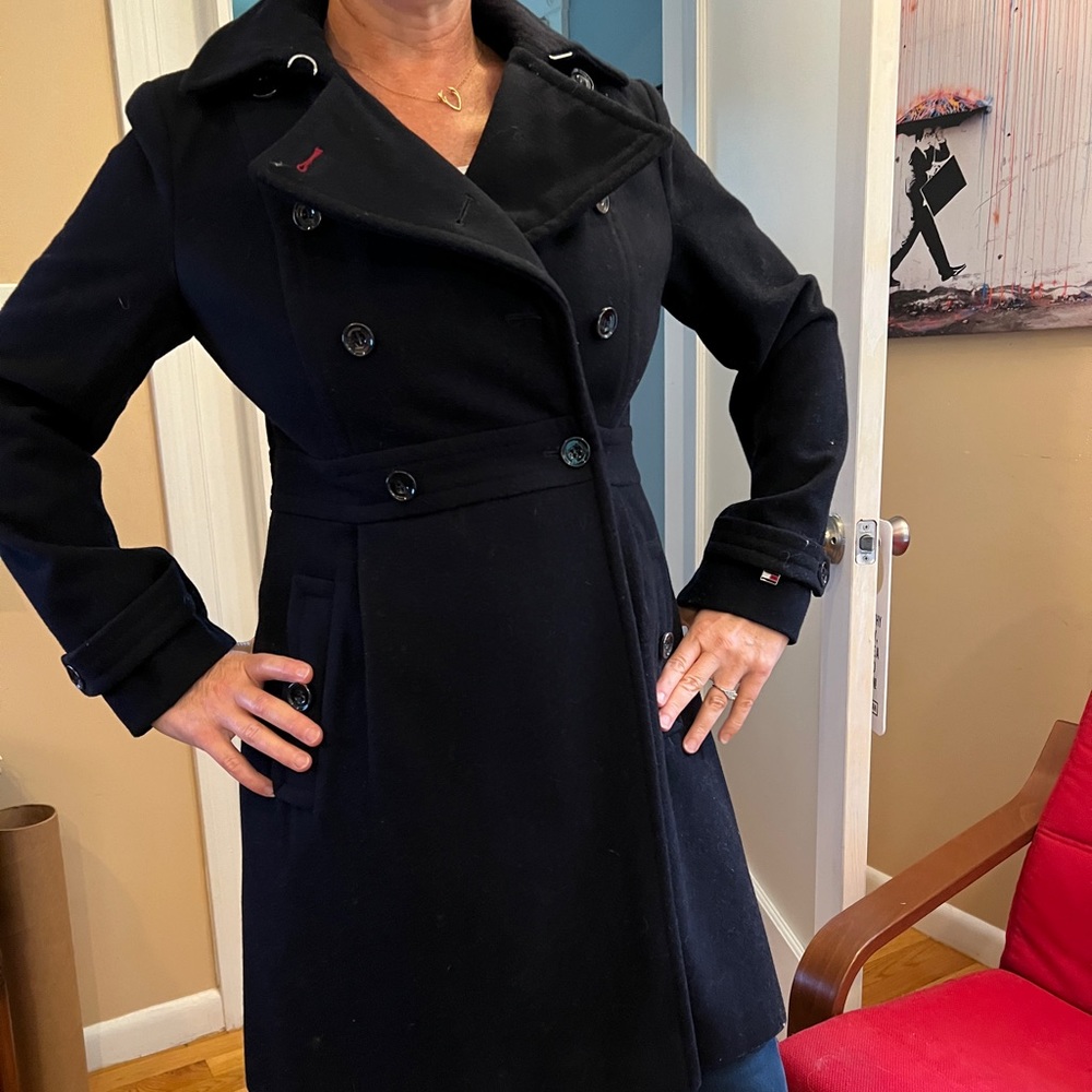 Tommy Hilfiger navy wool coat-small